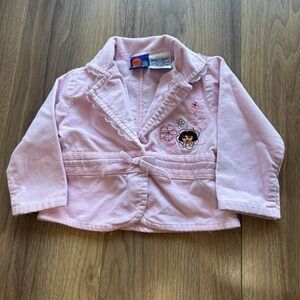 Vintage Dora The Explorer Pink Velvet Jacket Embroidered 18 Months Y2K‎ Nick Jr.